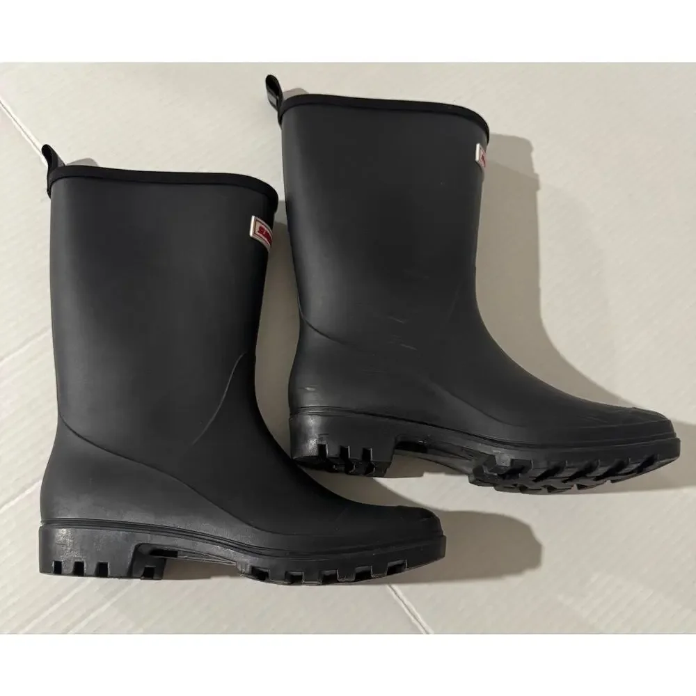 SureWay Waterproof Rain Boots Black Mid-Calf Garden Mud Boots Size 7 Gorpcore